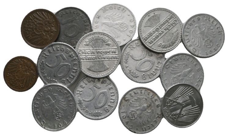  Deutsches Reich; Lot Kleinmünzen ( 14 Stück)   