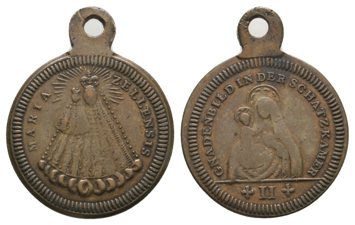  Medaille; Mariazell; Bronze; gehenkelt; 6,58 g ; Ø 25,1 mm   