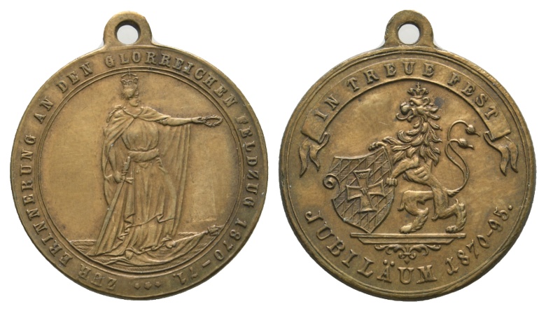  Medaille; Erinnerung an den glorreichen Feldzug 1870-71; unedel; gehenkelt; 4,08 g ; Ø 24,2 mm   