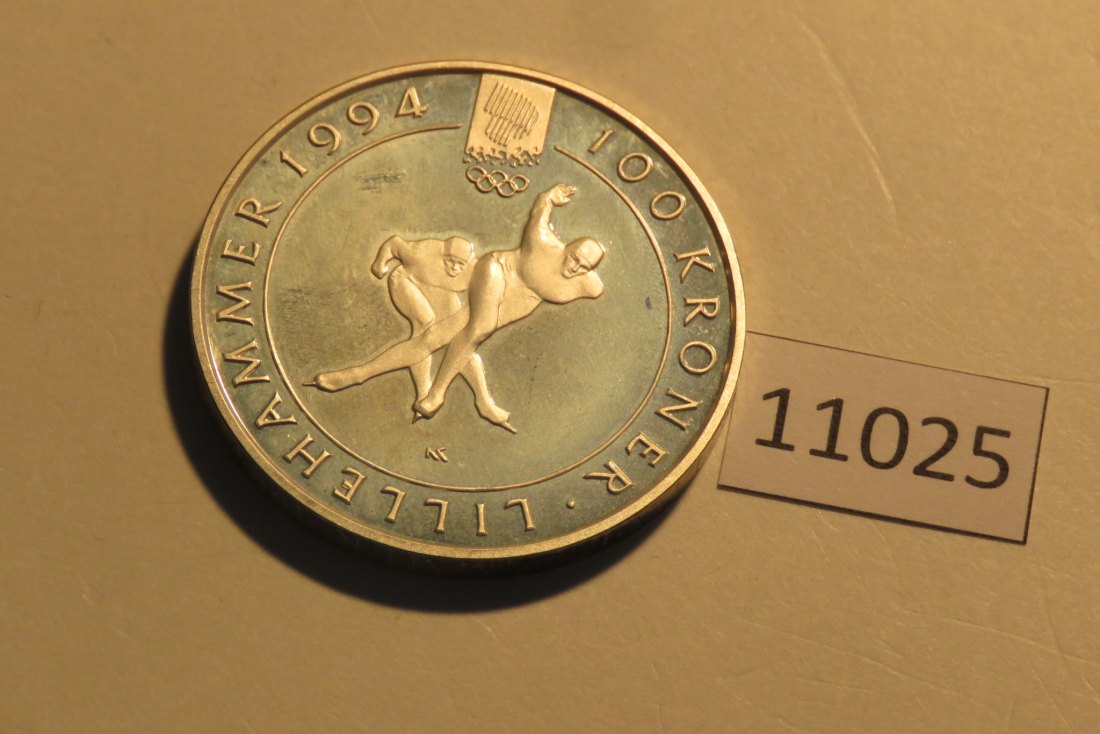  11025 Norwegen 1991 - 100 Kronen - OLYMPIA - Eisschnelllauf - 33,62 g SILBER 0.925   