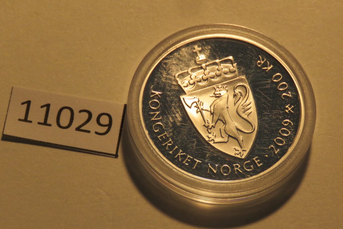  11029 Norwegen 2009  proof - 200 Kronen - HAMSUN - 16,85 g SILBER 0.925   