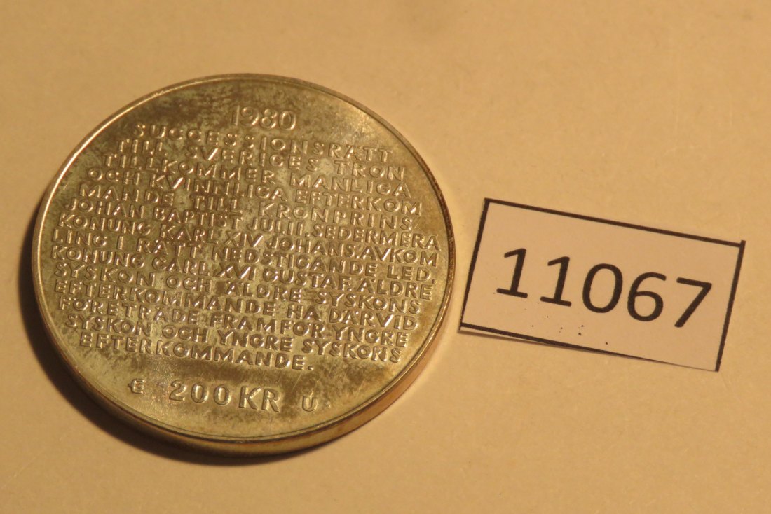  11067 Schweden 1980 - 200 Kronen - Swedish Royal Law  -  27,0 g SILBER 0.925   