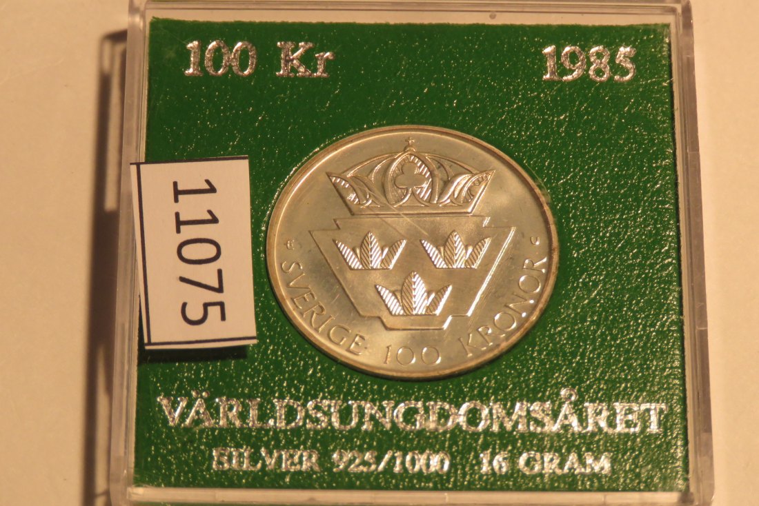  11075 Schweden 1985 - 100 Kronen - 3 Profile - 16,0 g SILBER 0.925   