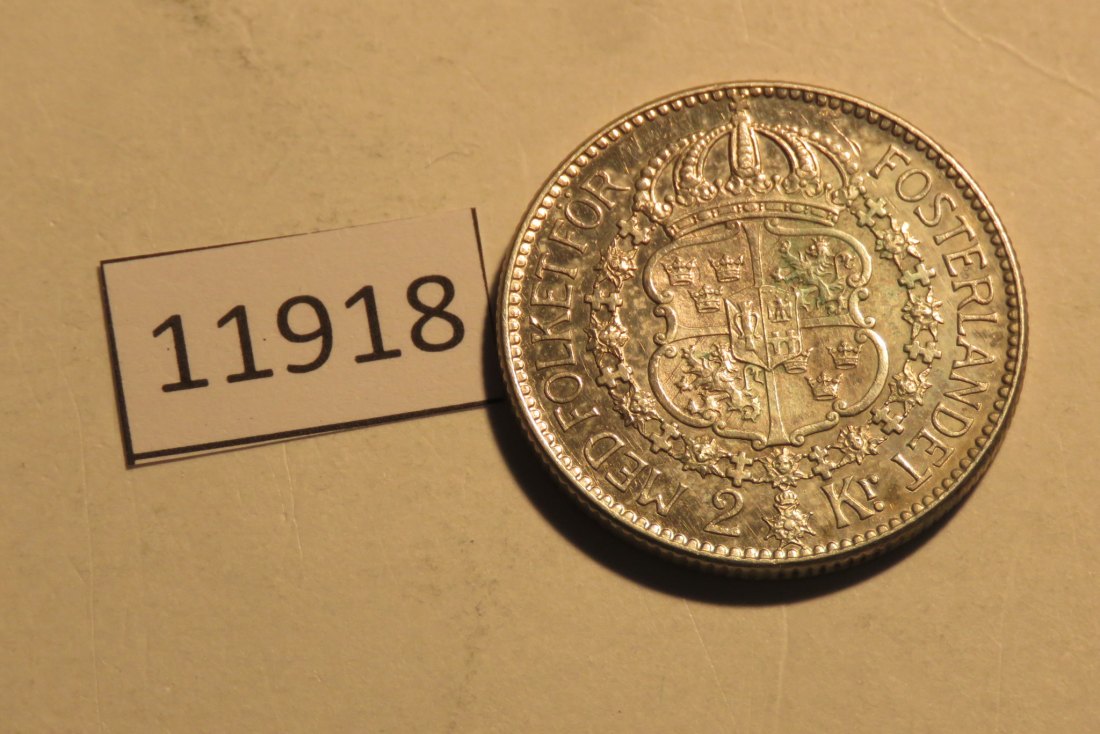  11918 Schweden 1910 - 2 Kronen -  15,0 g SILBER 0.800   