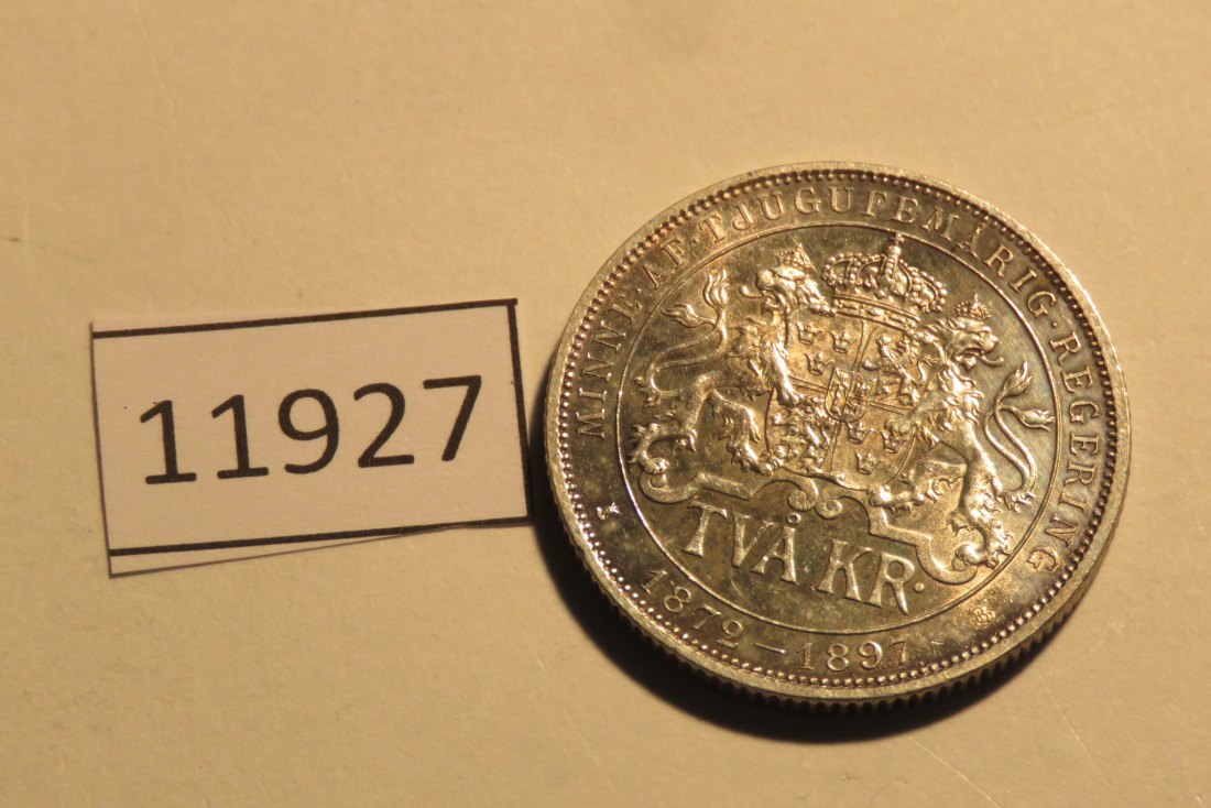  11927 Schweden 1897 - 2 Kronen -  15,0 g SILBER 0.800   
