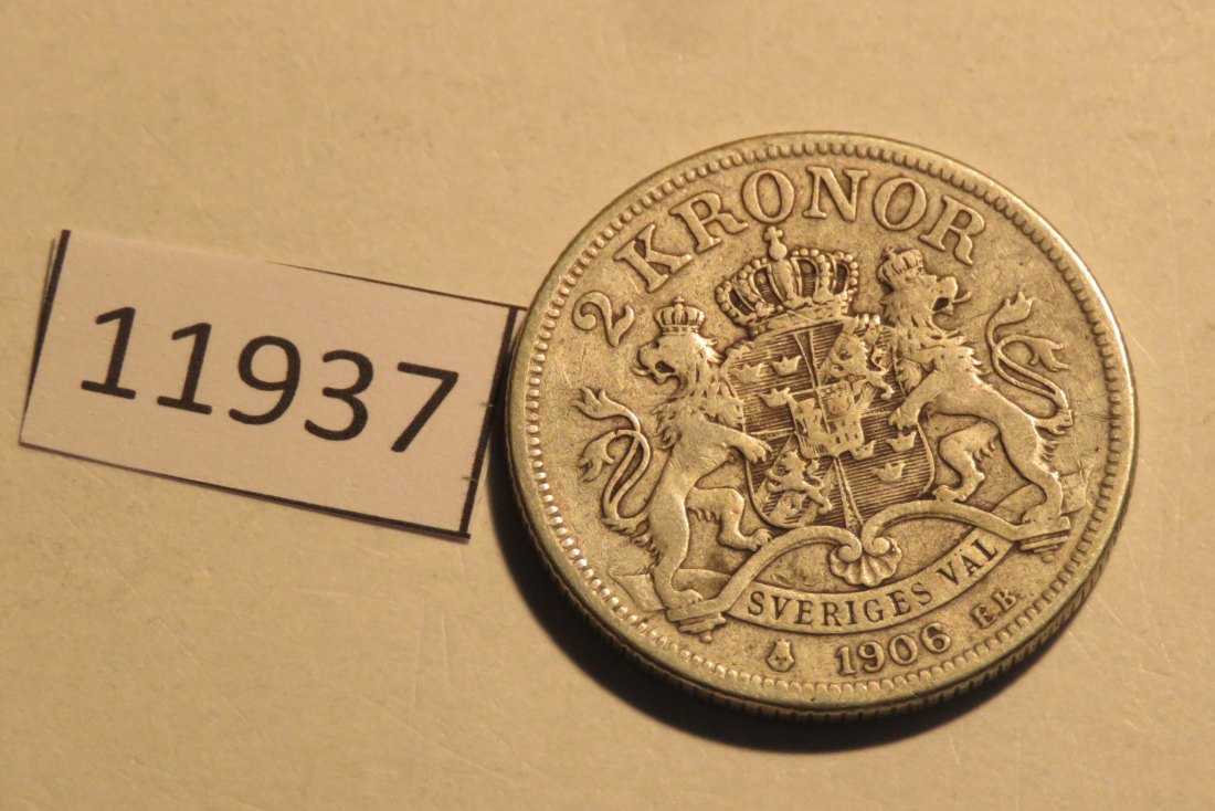  11937 Schweden 1906 - 2 Kronen -  15,0 g SILBER 0.800   