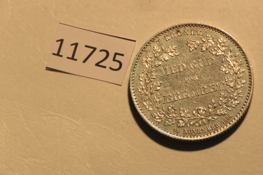  11725 Dänemark 1888 - 2 Kronen -  15,0 g SILBER 0.800   