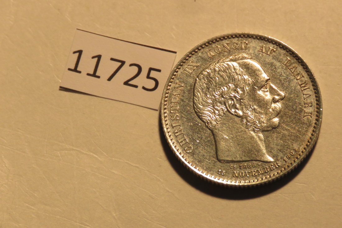  11725 Dänemark 1888 - 2 Kronen -  15,0 g SILBER 0.800   