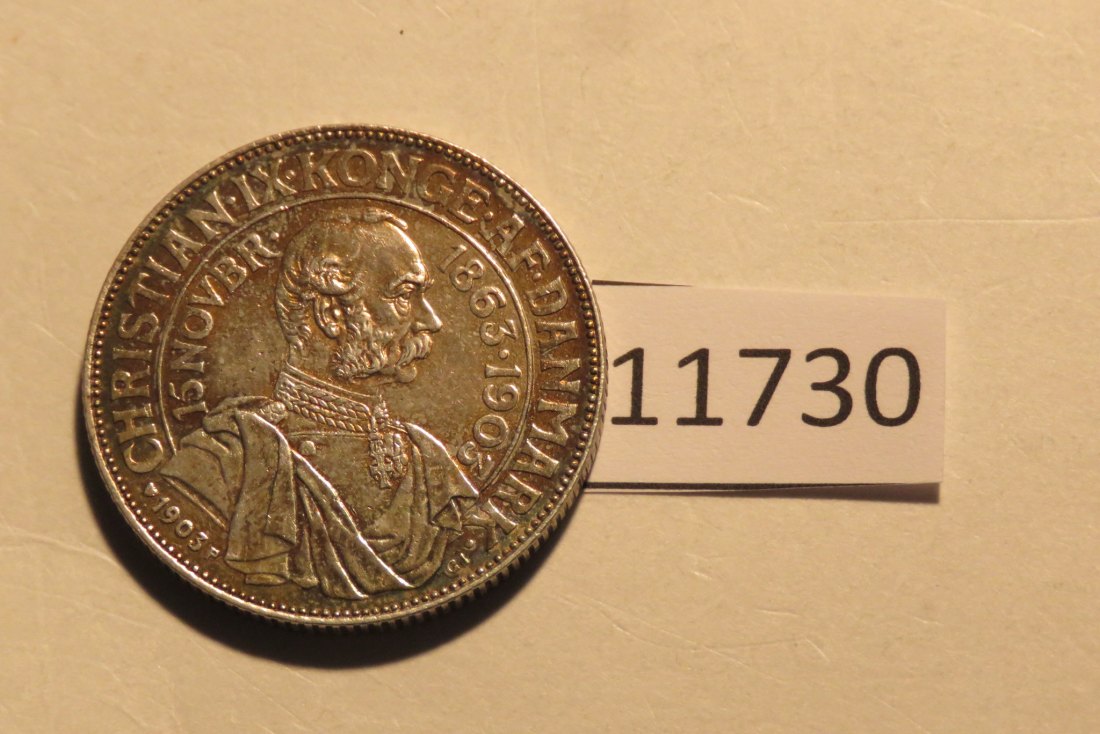  11730 Dänemark 1903 - 2 Kronen -  15,0 g SILBER 0.800   