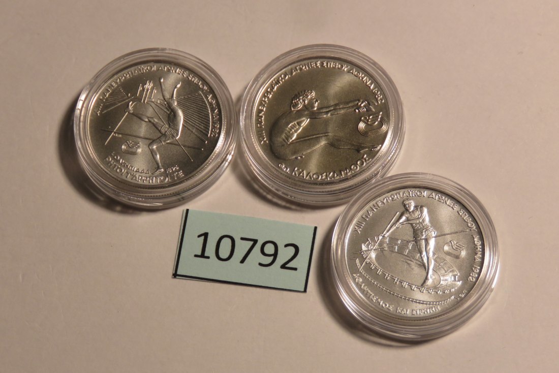  10792 Griechenland 1982 - 3 x 100 Drachmen - OLYMPIA - 17,34 g SILBER 0.900   