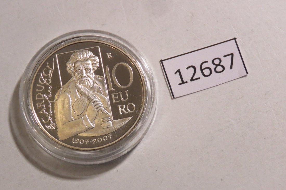  12687  San Marino 2007 - 10 Euro - Giouse Carducci - 22,0 g SILBER 0.925   