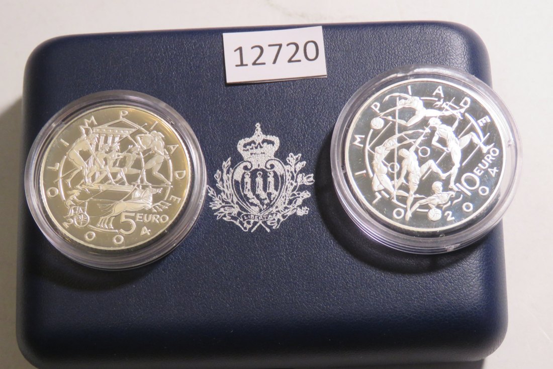  12720  San Marino 2003 - 5 + 10 Euro - Olympia Athen - 40,0 g SILBER 0.925   