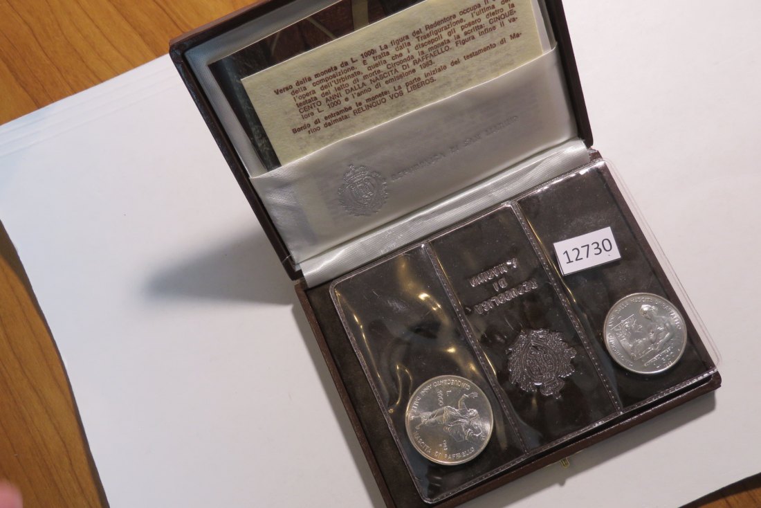  12730 San Marino 1983 - 500 + 1000 Lire - 500 Jahre Raffael - 25,6 g SILBER 0.835   