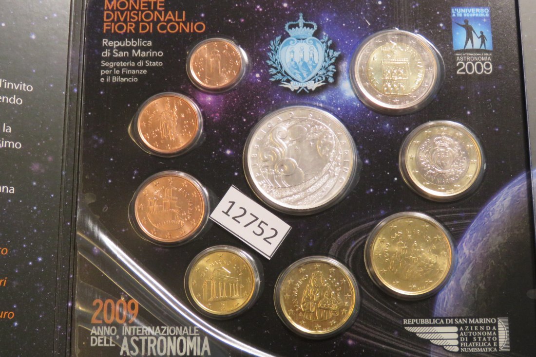  12752 San Marino 2009 - KMS + 5 Euro - Jahr der Astronomie - 18,0 g Silber 0.925   
