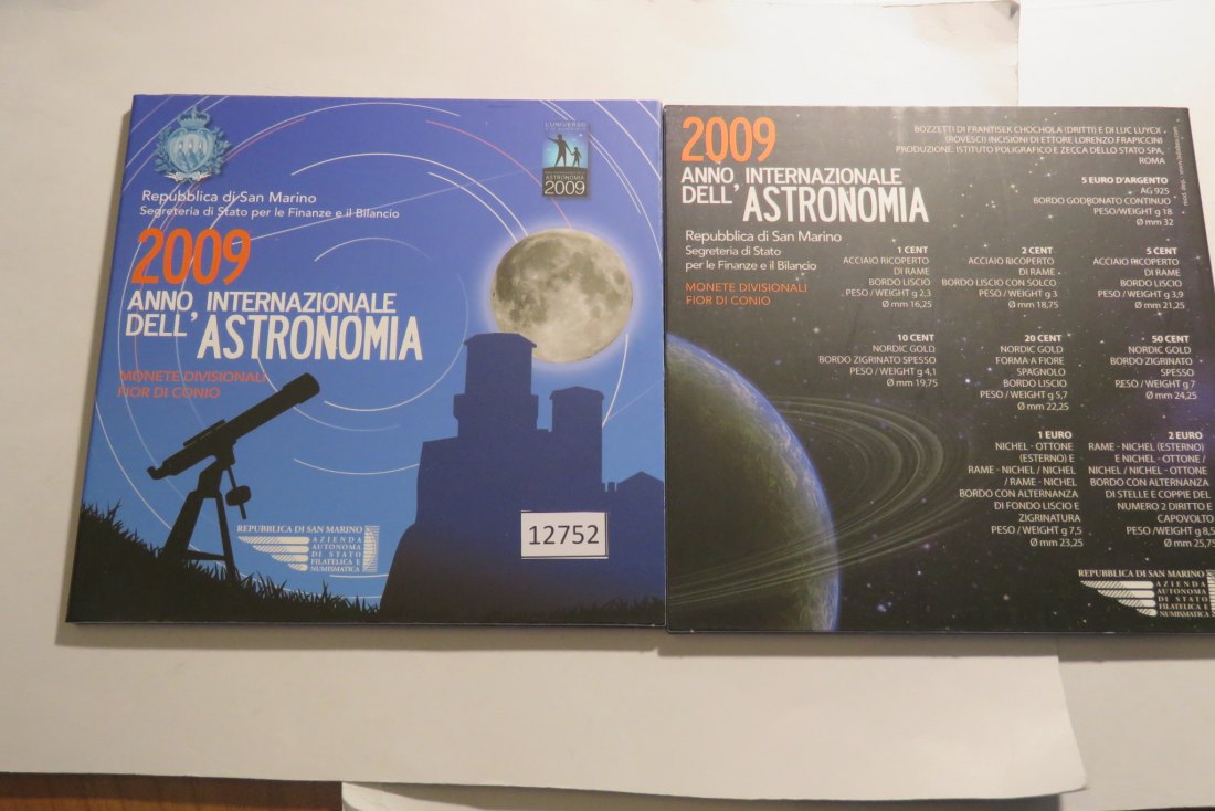  12752 San Marino 2009 - KMS + 5 Euro - Jahr der Astronomie - 18,0 g Silber 0.925   