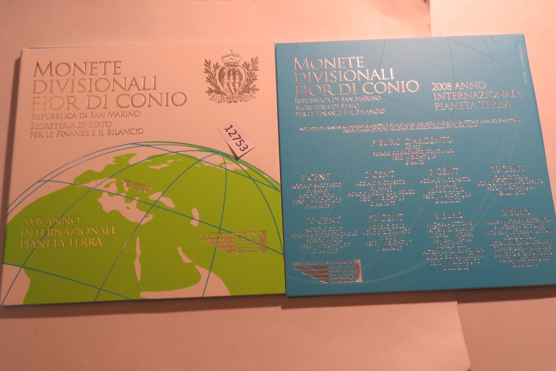  12753 San Marino 2008 - KMS + 5 Euro - Pianeta Terra - 18,0 g Silber 0.925   