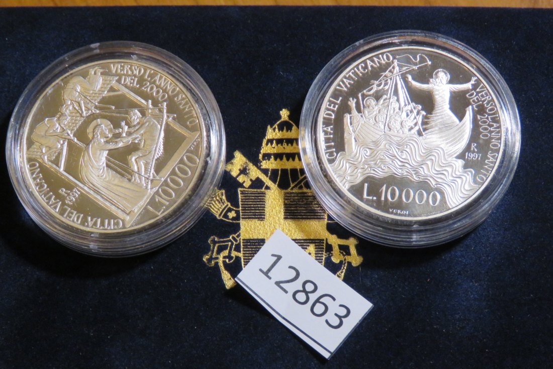  12863 Vatikan 1997 - 2 x 10.000 Lire - Anno Santo - 44.0 g Silber 0.835   