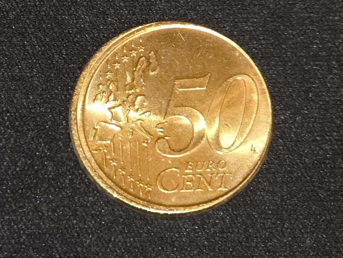  BRD 50 Cent 2002 G Fehlprägung auf 20 Cent Rohling, sehr gut   