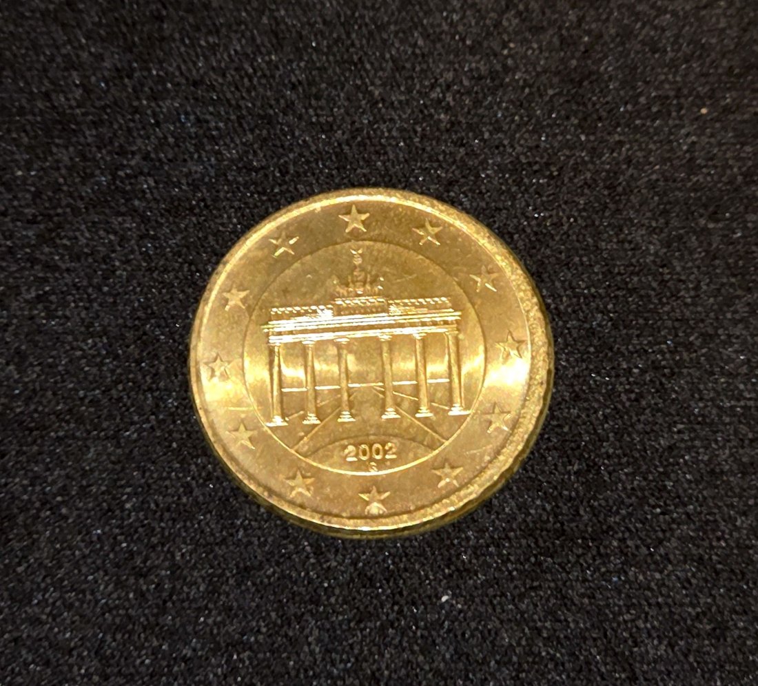  BRD 50 Cent 2002 G Fehlprägung auf 20 Cent Rohling, sehr gut   