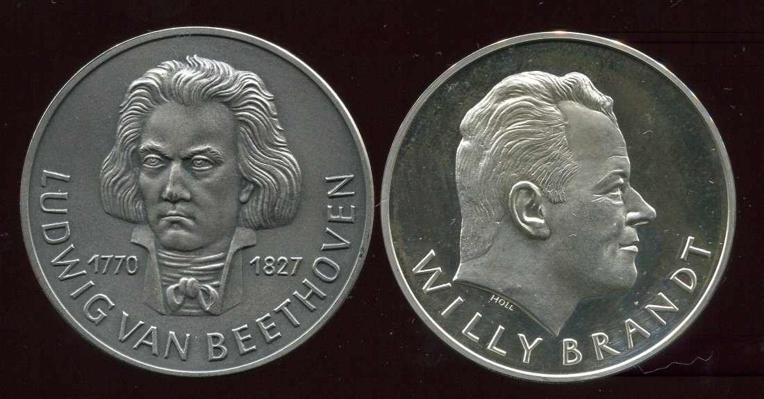  2 Silbermedaillen je in 1000 Ag mit Randpunze ca. 50g   