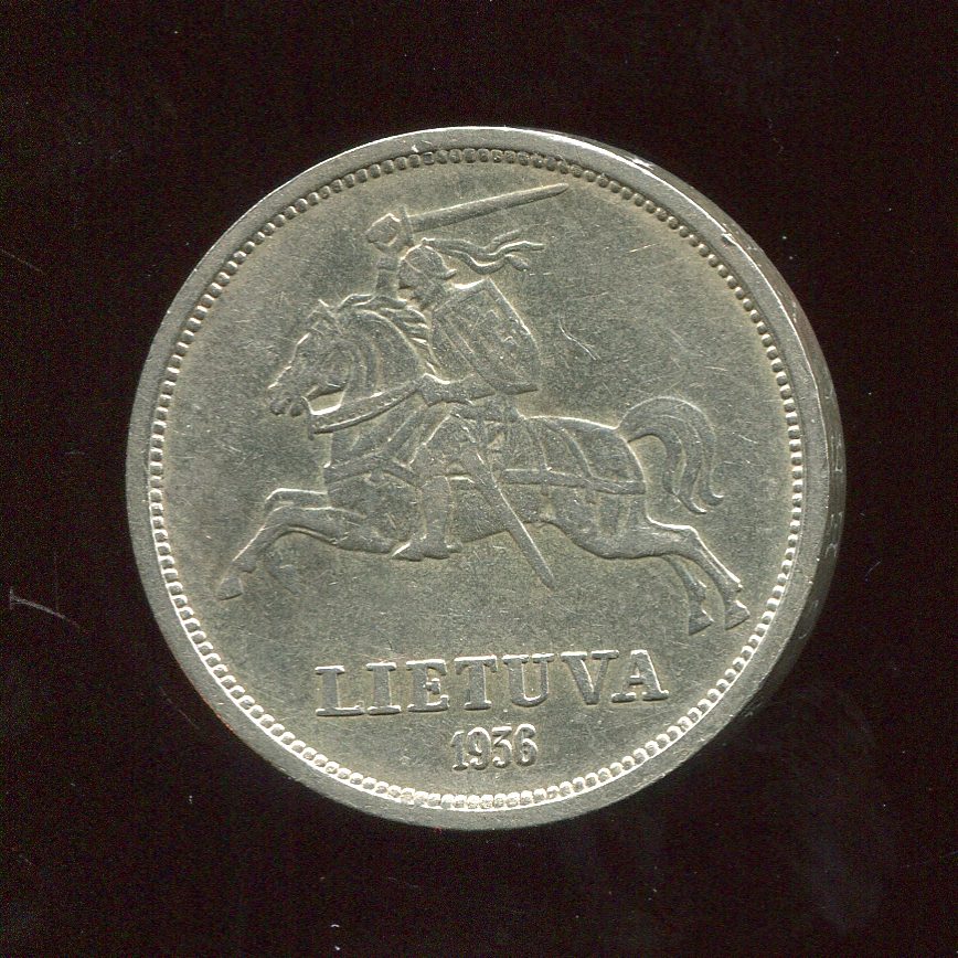  Litauen 5 Litai Silbermünze von 1936 in vz   