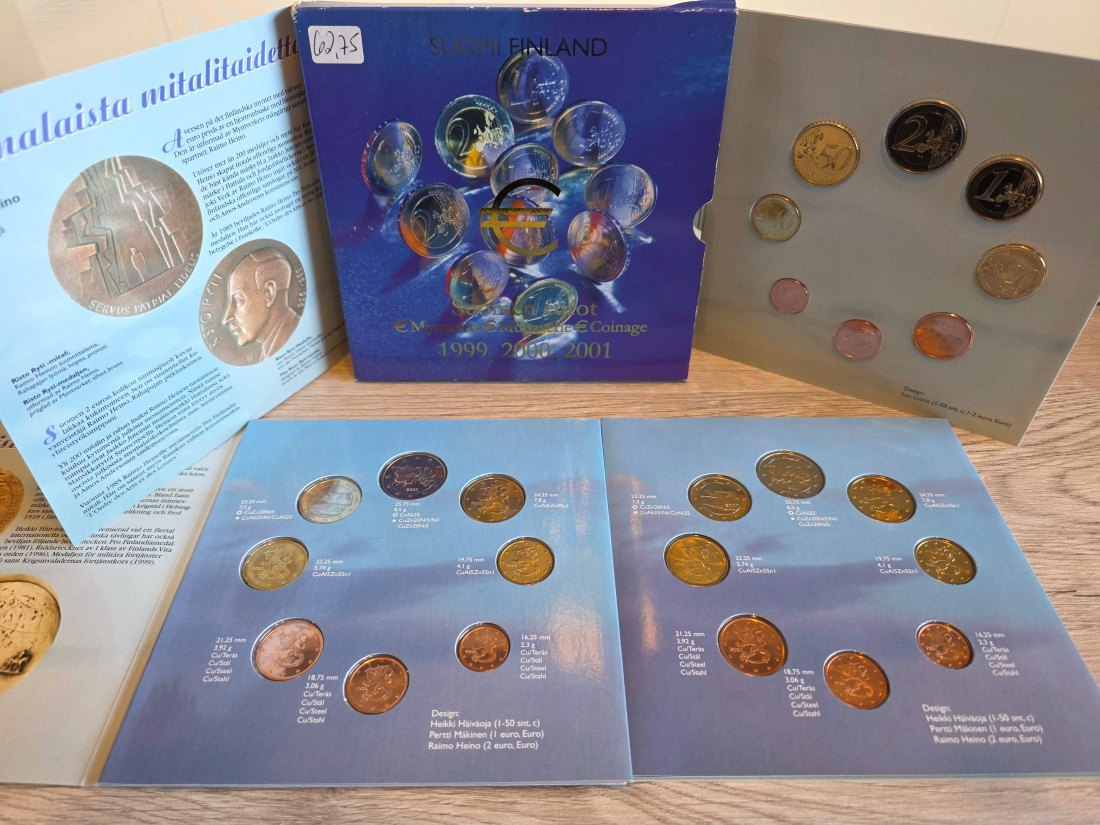  Münzserie Euro Finland 1999, 2000, 2001   