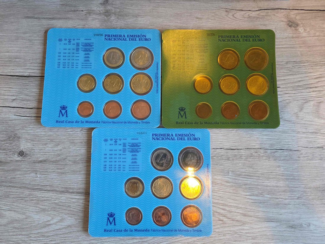  Euro-Kursmünzenset Spanien 1999, 2000 und 2001   