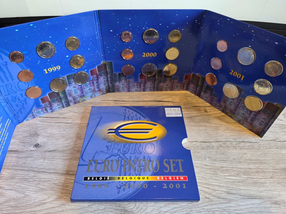  Euro Kursmünzenset zur Einführung des Euro in Belgien 1999, 2000 und 2001   