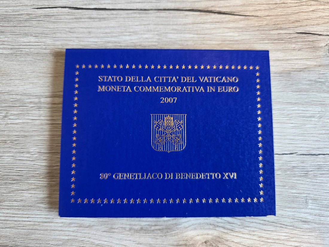  Vatikan, 2 Euro, 2007 Sondergedenkmünze zum 80. Geburtstag von Papst Benedikts im Folder   