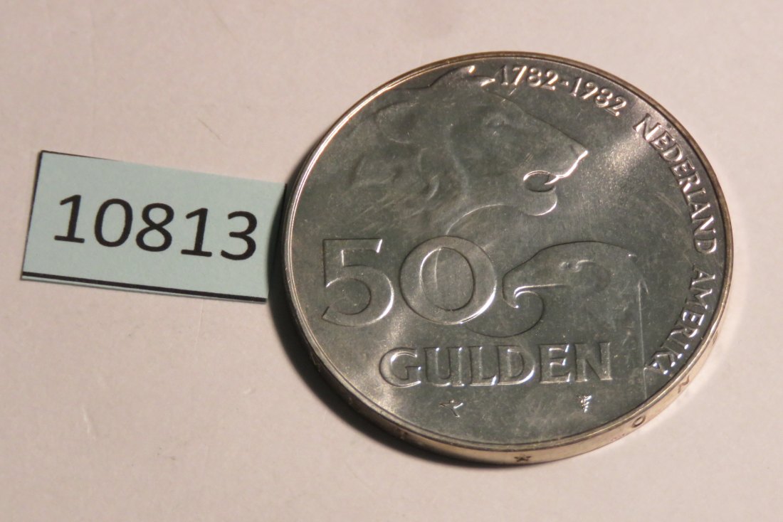  11813 Niederlande 1982 - 50 Gulden - Dutch - American friendship - 25,0 g SILBER 0.925   