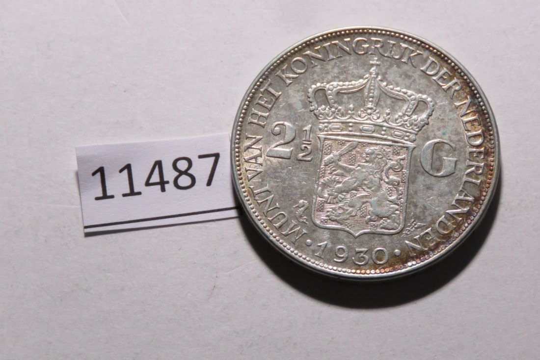  11487 Niederlande 1930 - 2 1/2 Gulden  - 25,0 g SILBER 0.720   