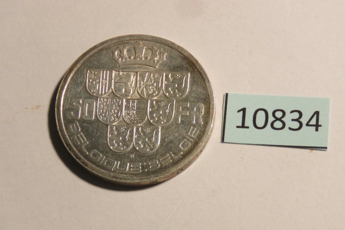  10834 Belgien 1939 - 50 Franc  - 20,0 g SILBER 0.835   