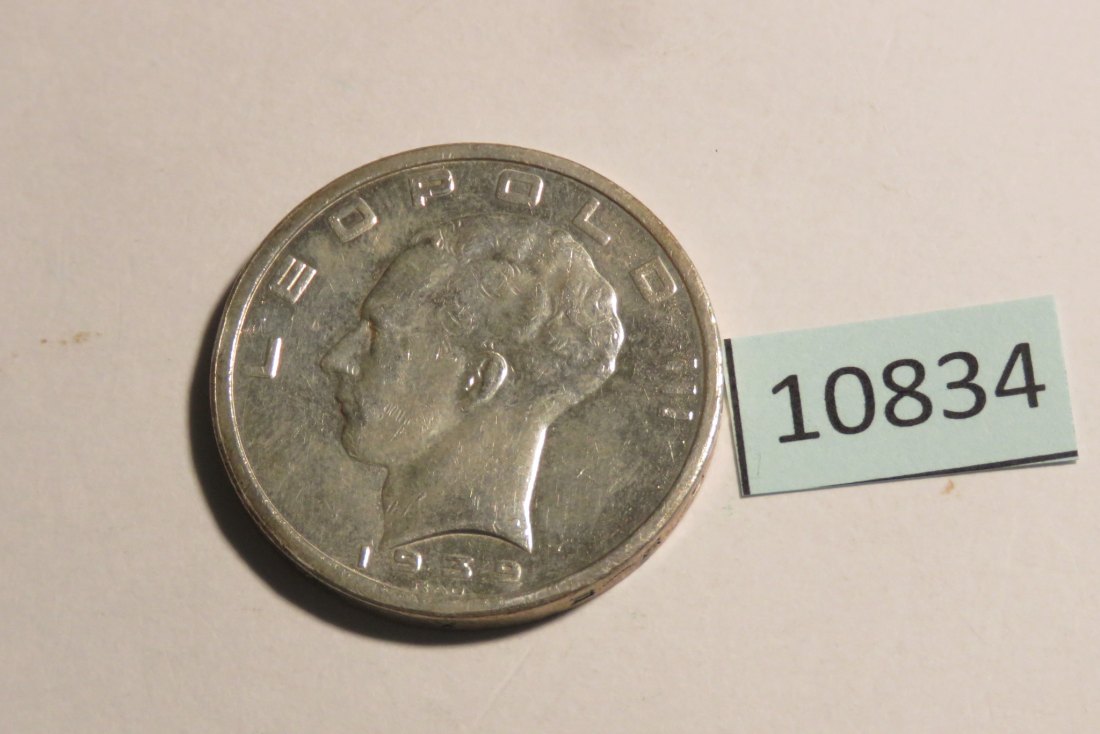  10834 Belgien 1939 - 50 Franc  - 20,0 g SILBER 0.835   