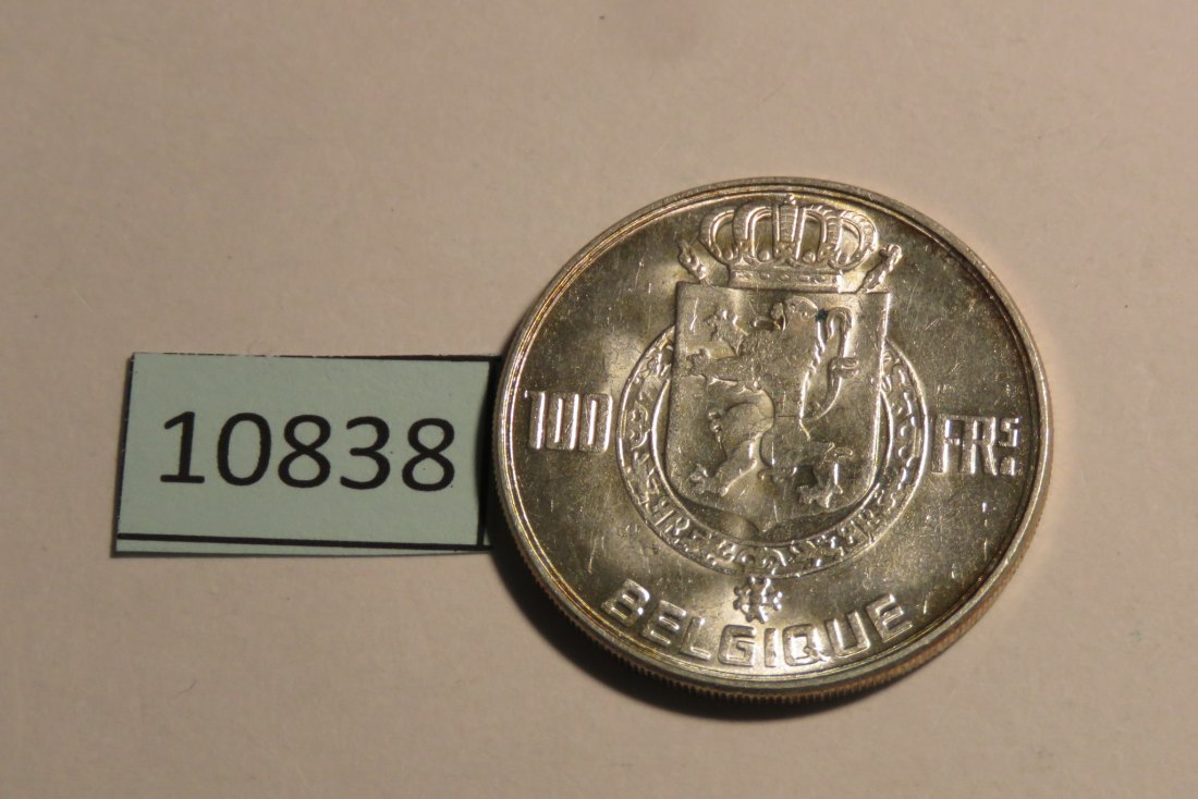  10838 Belgien 1950 - 100 Franc französisch - 18,0 g SILBER 0.835   