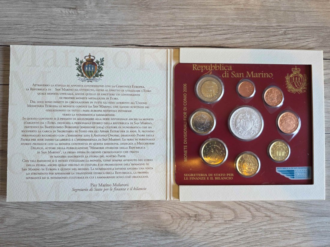  San Marino, 2006, Monete Divisionali Fior di Conio Kursmünzensatz   