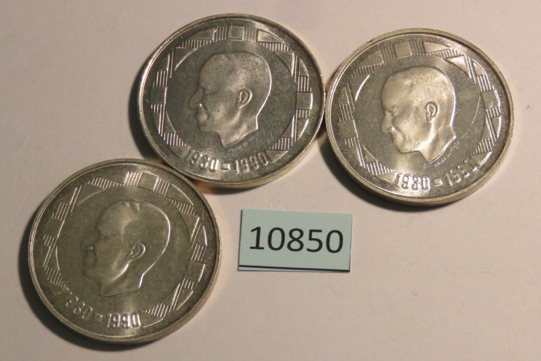 10850 Belgien 1990 - 3 x 250 Franc - 3 Sprachen - 68,55 g SILBER 0.833   
