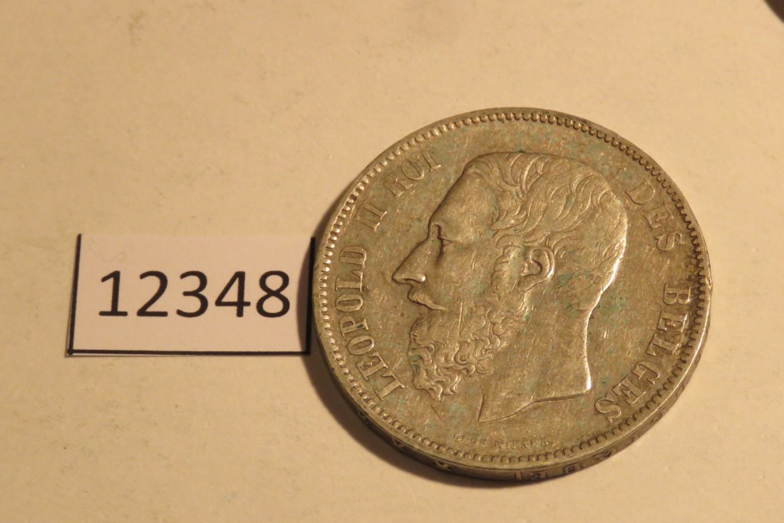  12348 Belgien 1873 - 5 Franc  - 25,0 g SILBER 0.900   