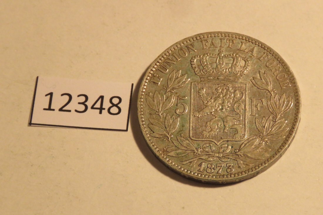  12348 Belgien 1873 - 5 Franc  - 25,0 g SILBER 0.900   