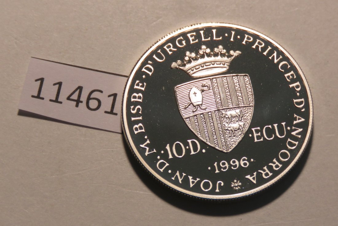  11461 Andorra 1996 - 10 Diners PROOF - Krönung Karls des Großen - 31,47 g SILBER 0.925   