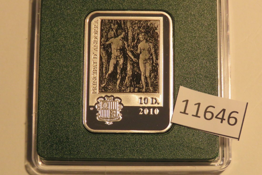  11646 Andorra 2010 - 10 Diners COLOR - Albrecht Dürer - 28,28 g SILBER 0.925   