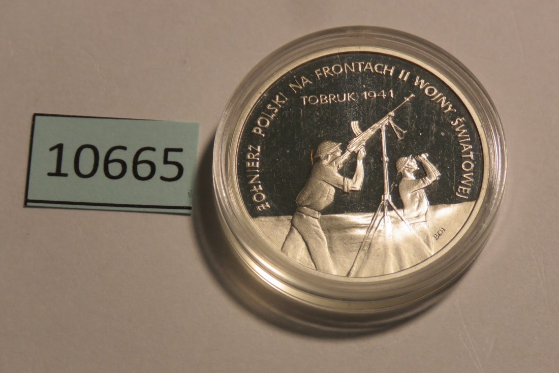  10665 Polen 1991 - 100.000 Zloty - WW II - Tobruk -  16,5 g SILBER 0.750   