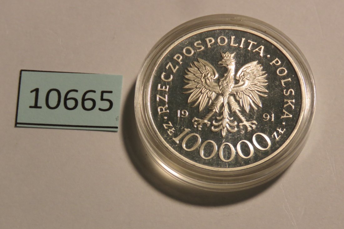  10665 Polen 1991 - 100.000 Zloty - WW II - Tobruk -  16,5 g SILBER 0.750   