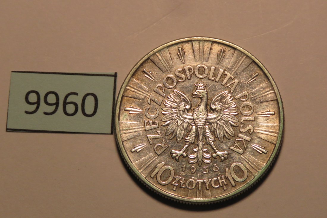  9960 Polen 1936 - 10 Zloty -  Pilsudski  -  22,0 g SILBER 0.750   