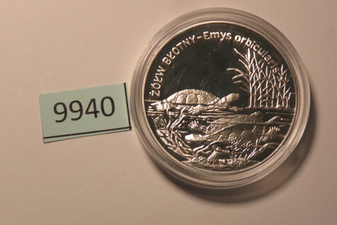  9940 Polen 2002 - 20 Zloty - Schildkröten -  28,28 g SILBER 0.925   