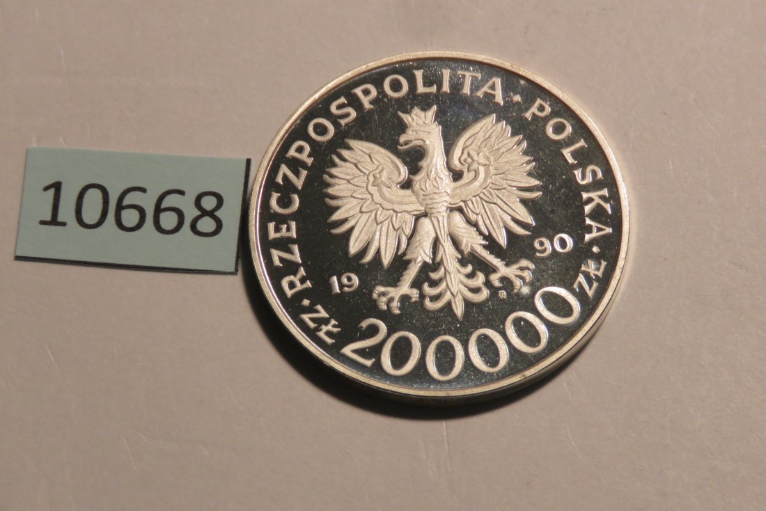  10668 Polen 1990 - 200.000 Zloty - Gen. Komorowski -  19,27 g SILBER 0.999   