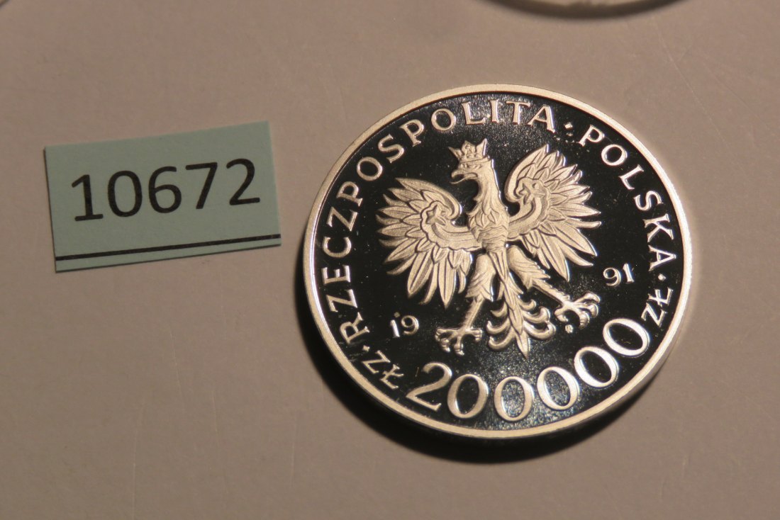  10672 Polen 1991 - 200.000 Zloty - Gen. Tokarczewski -  19,33 g SILBER 0.999   