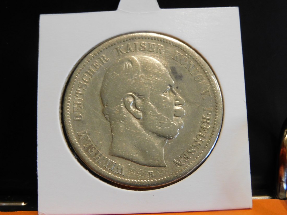  GERMANY 5 MARK 1875 B PRUSSIA.GRADE-PLEASE SEE PHOTOS.   