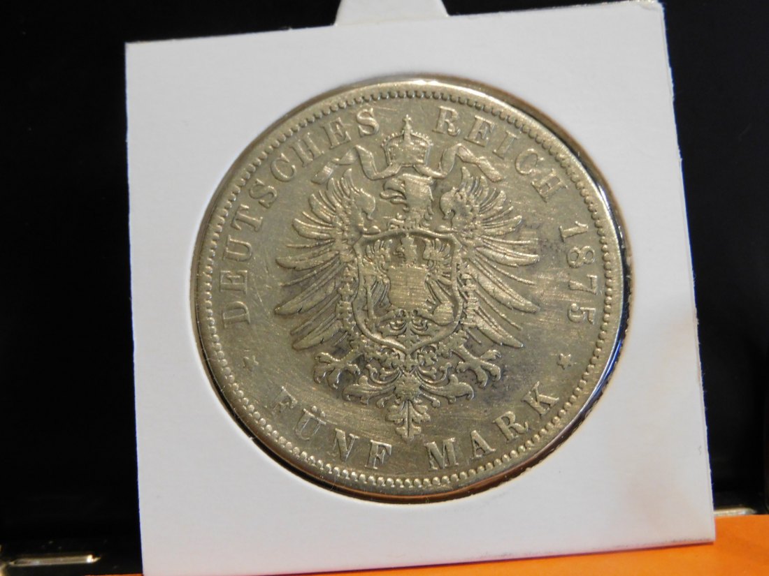  GERMANY 5 MARK 1875 B PRUSSIA.GRADE-PLEASE SEE PHOTOS.   