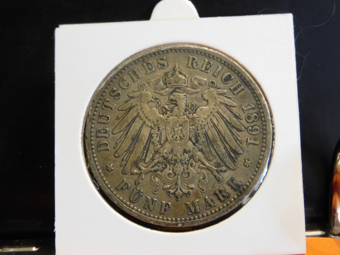  GERMANY 5 MARK 1891 PRUSSIA.GRADE-PLEASE SEE PHOTOS.   