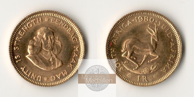 Südafrika MM-Frankfurt Feingold: 3,66g 1 Rand 1980 